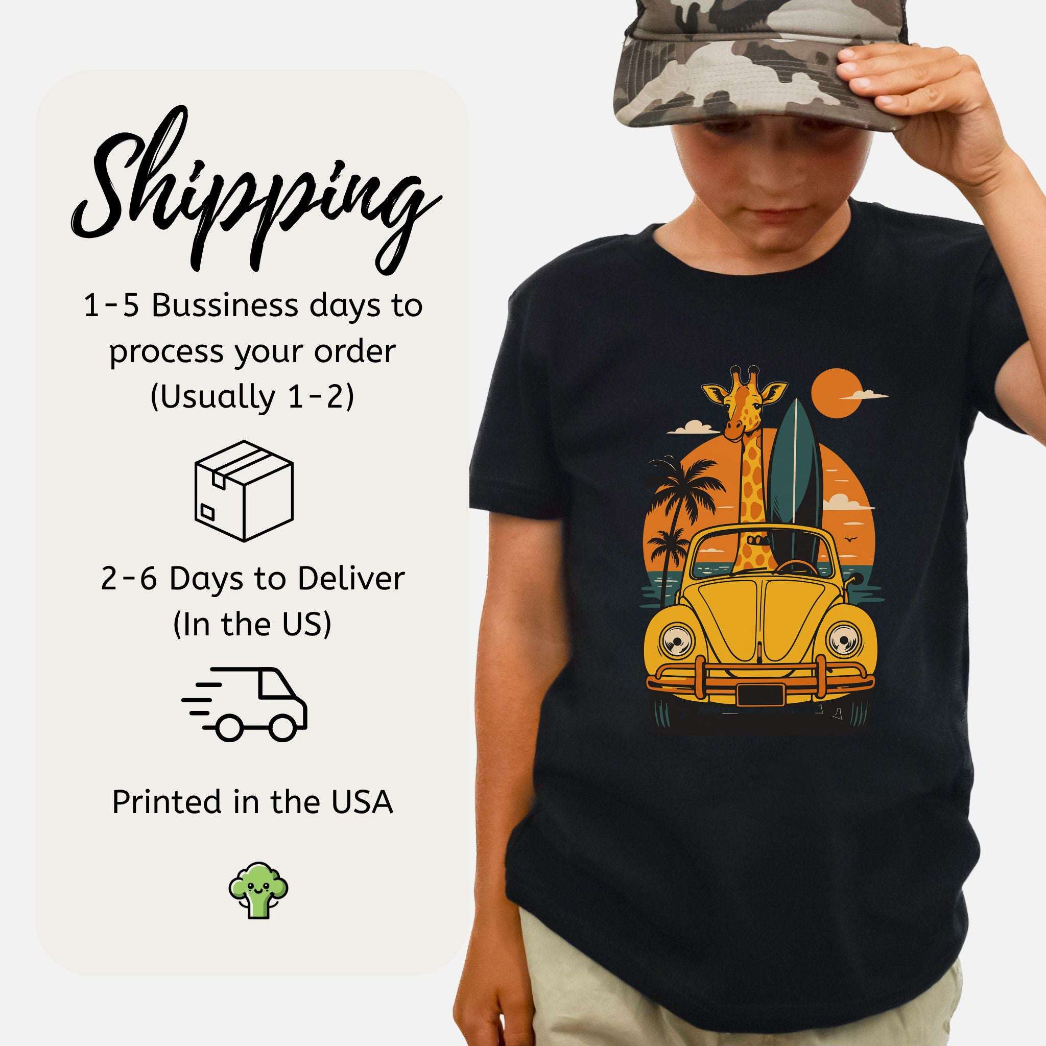 Surfed Out Giraffe – Funny Beach Day Vibes Youth Tee