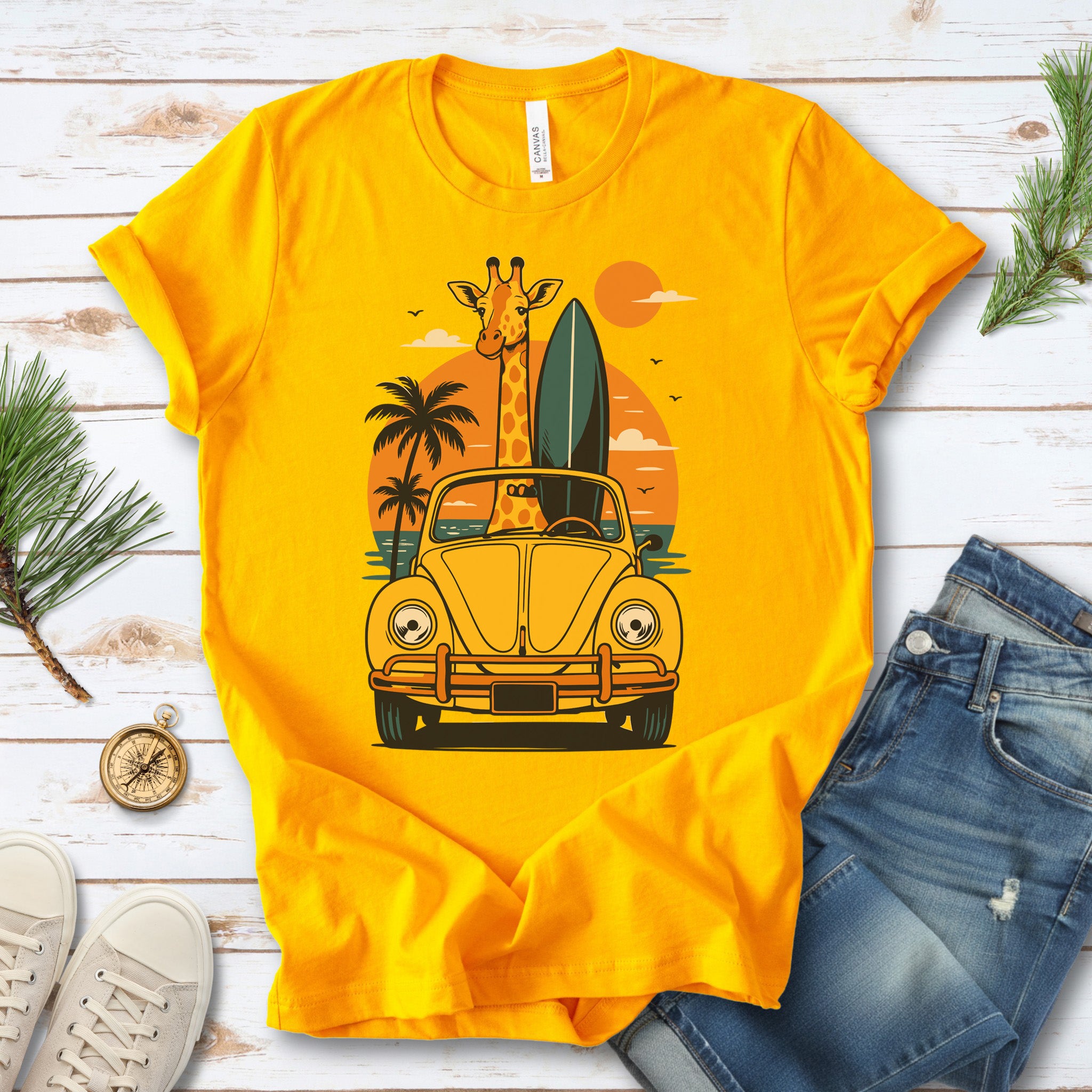 Surfed Out Giraffe T-Shirt – Funny Ocean & Surfing Lover Tee