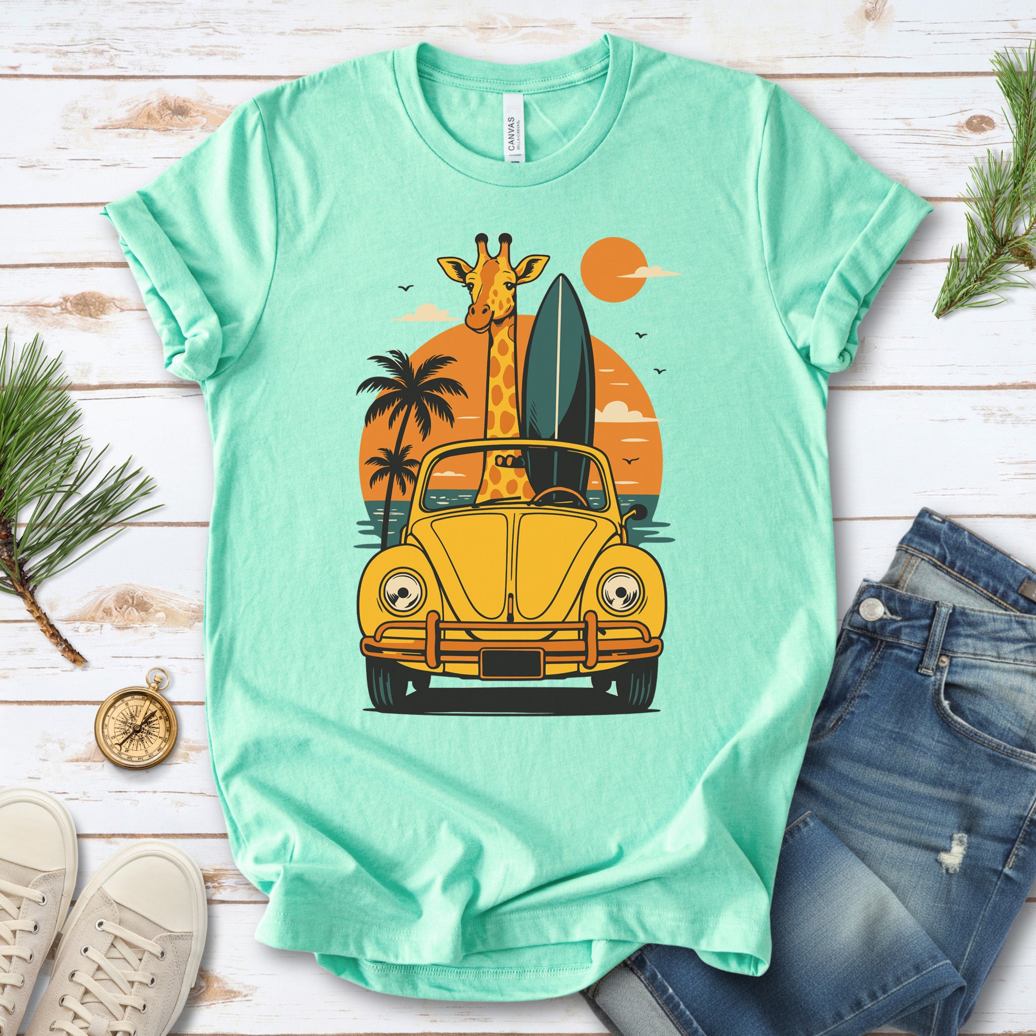 Surfed Out Giraffe T-Shirt – Funny Ocean & Surfing Lover Tee