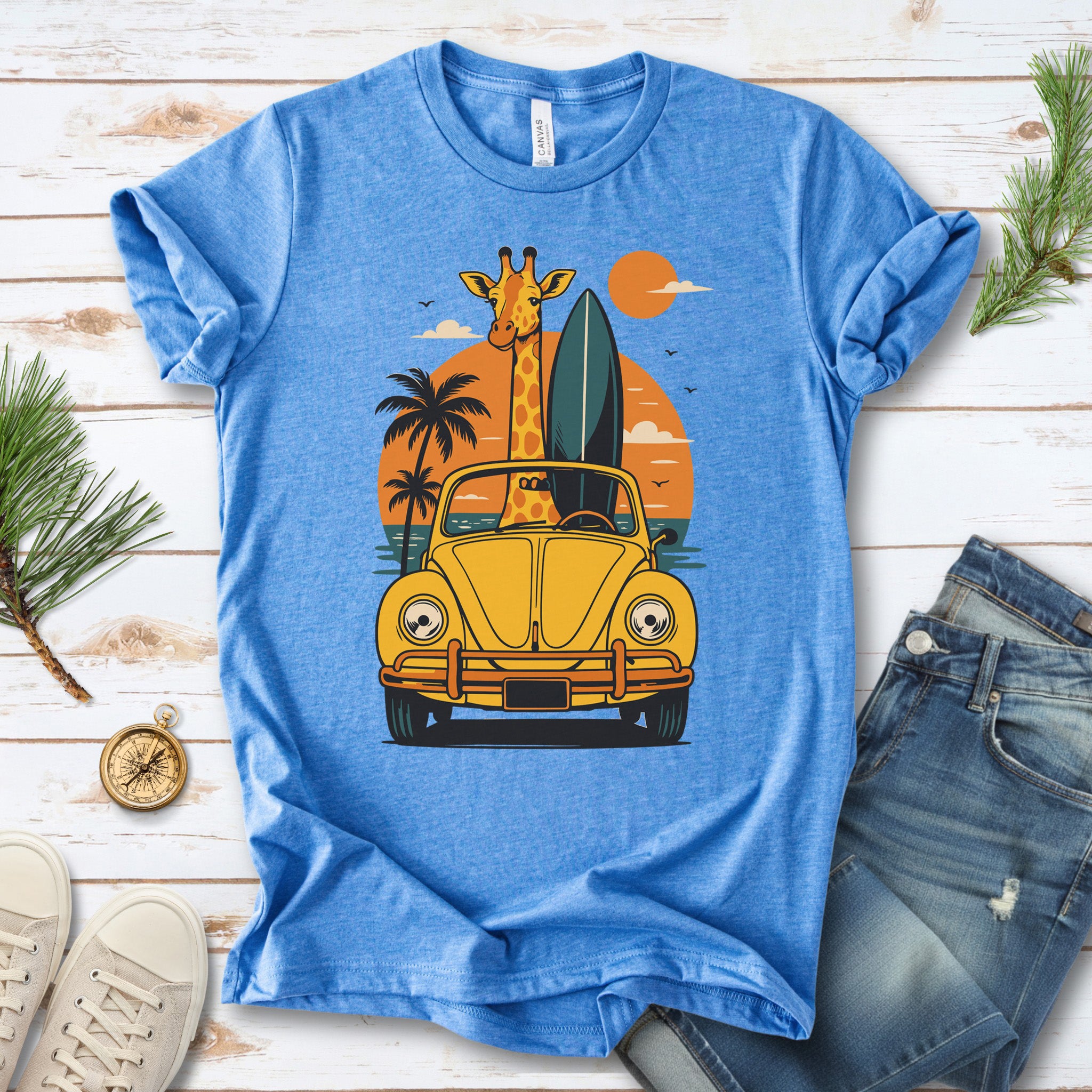Surfed Out Giraffe T-Shirt – Funny Ocean & Surfing Lover Tee