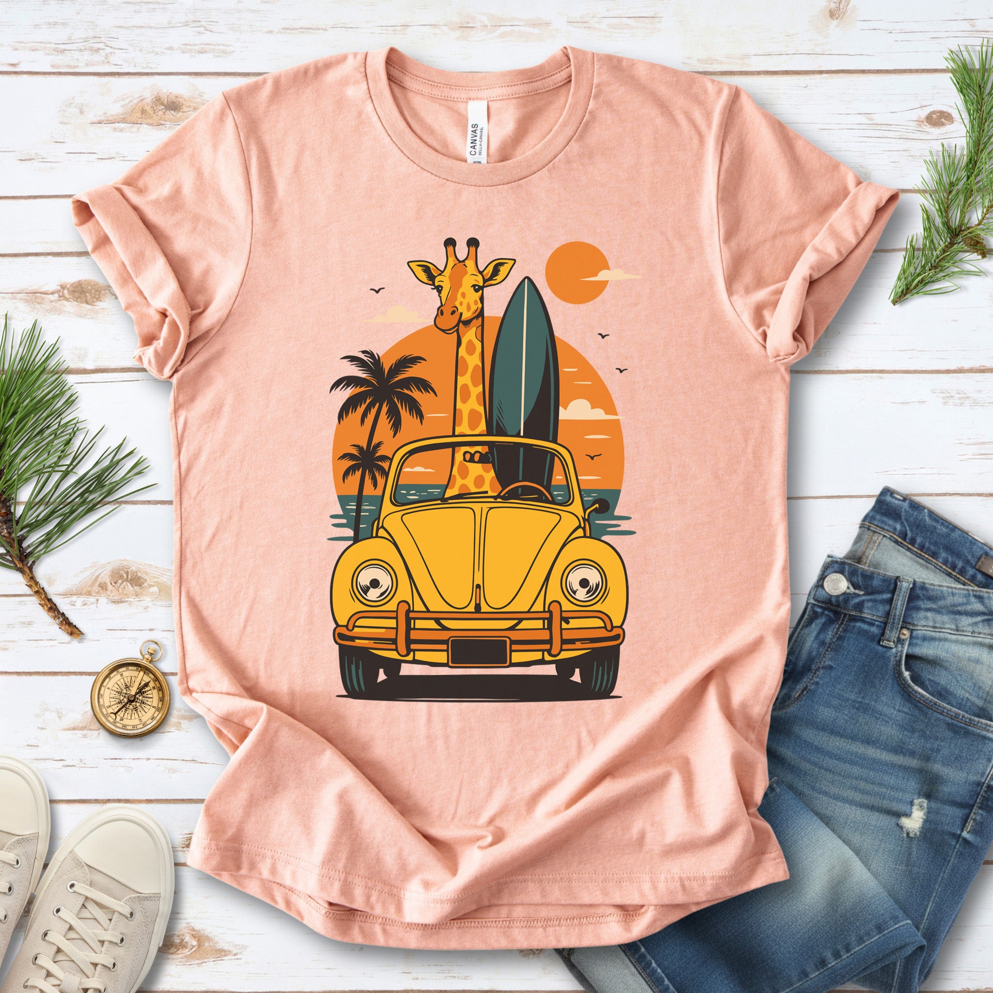 Surfed Out Giraffe T-Shirt – Funny Ocean & Surfing Lover Tee