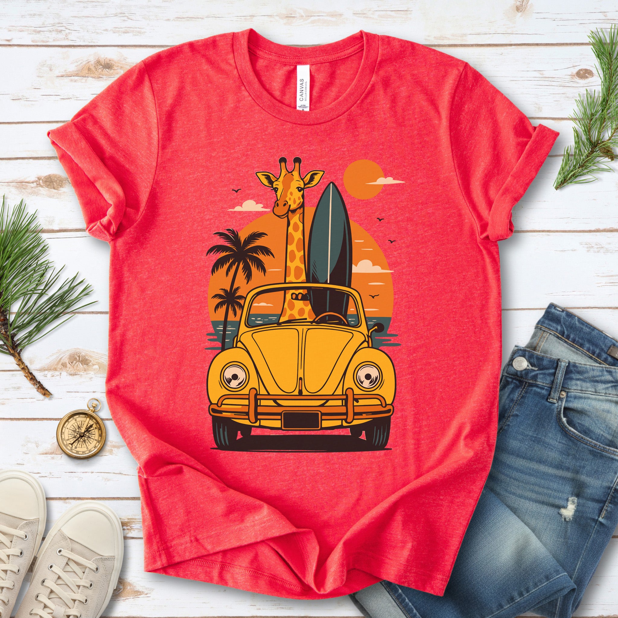 Surfed Out Giraffe T-Shirt – Funny Ocean & Surfing Lover Tee