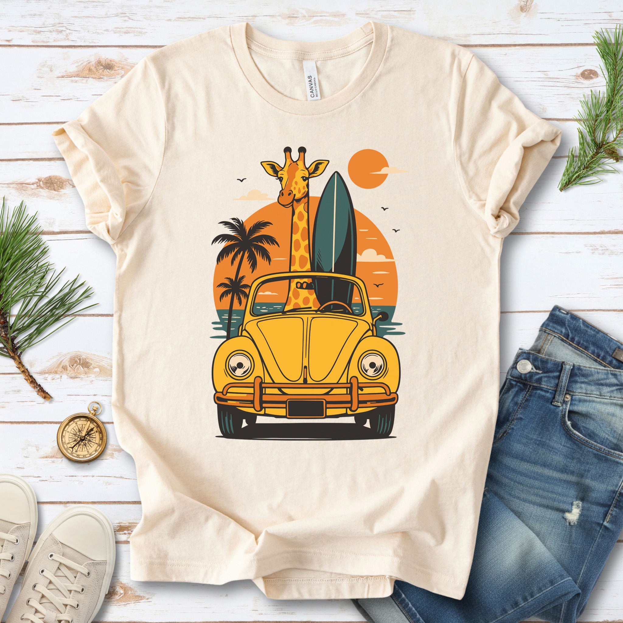Surfed Out Giraffe T-Shirt – Funny Ocean & Surfing Lover Tee