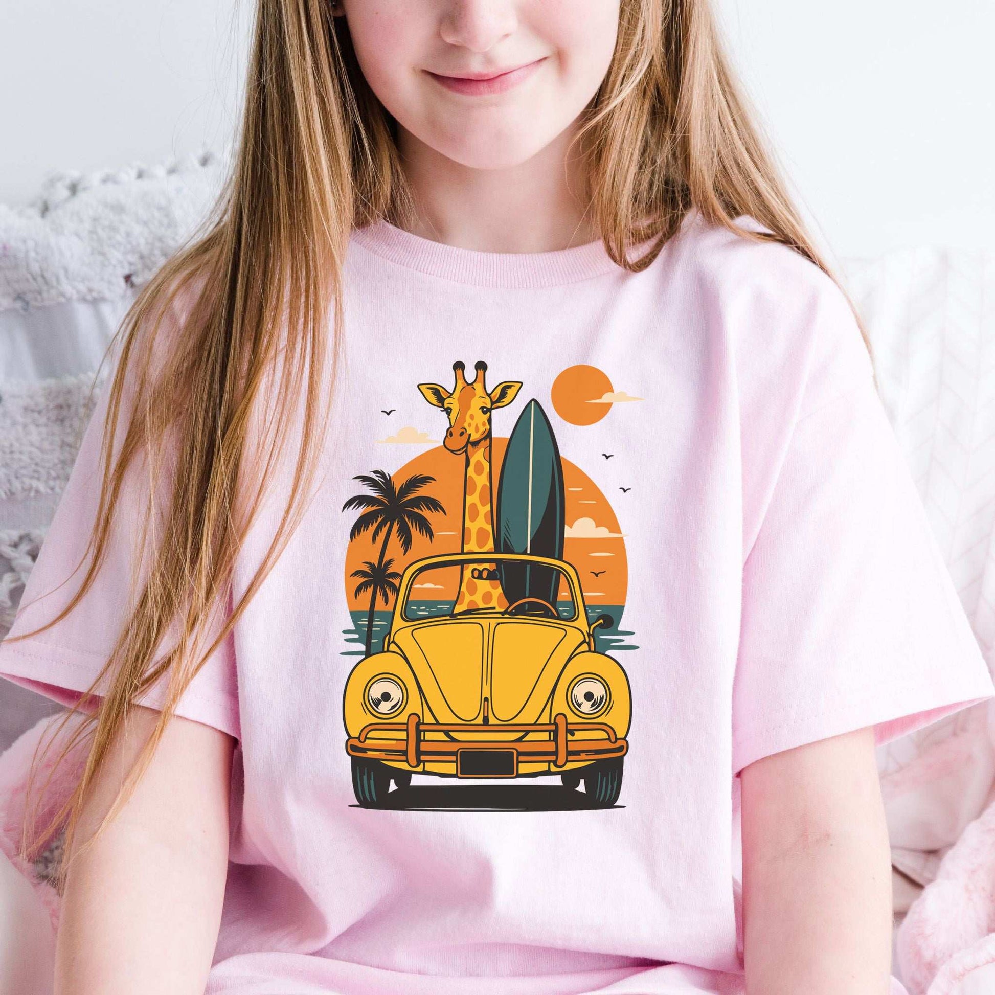 Surfed Out Giraffe – Funny Beach Day Vibes Youth Tee