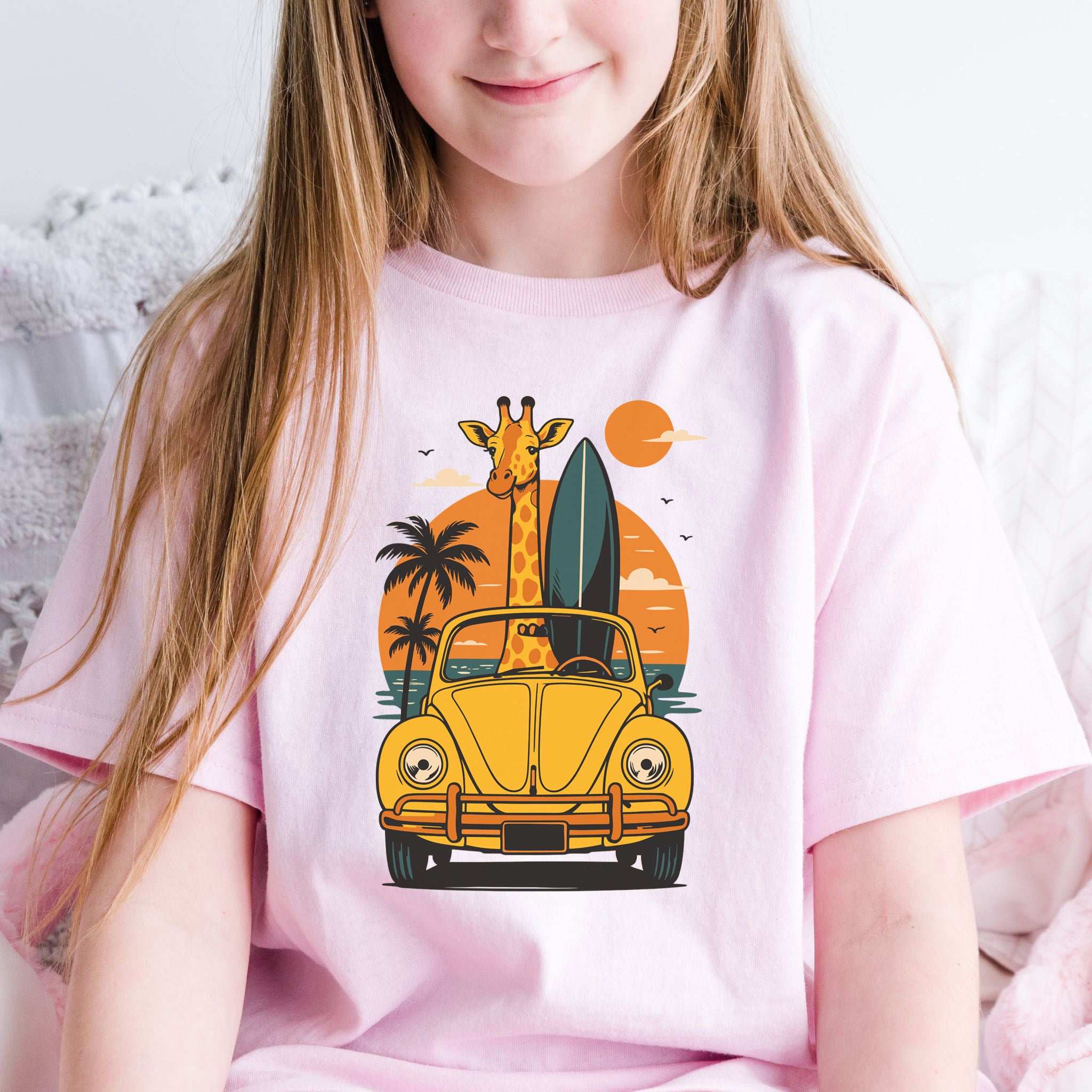 Surfed Out Giraffe – Funny Beach Day Vibes Youth Tee