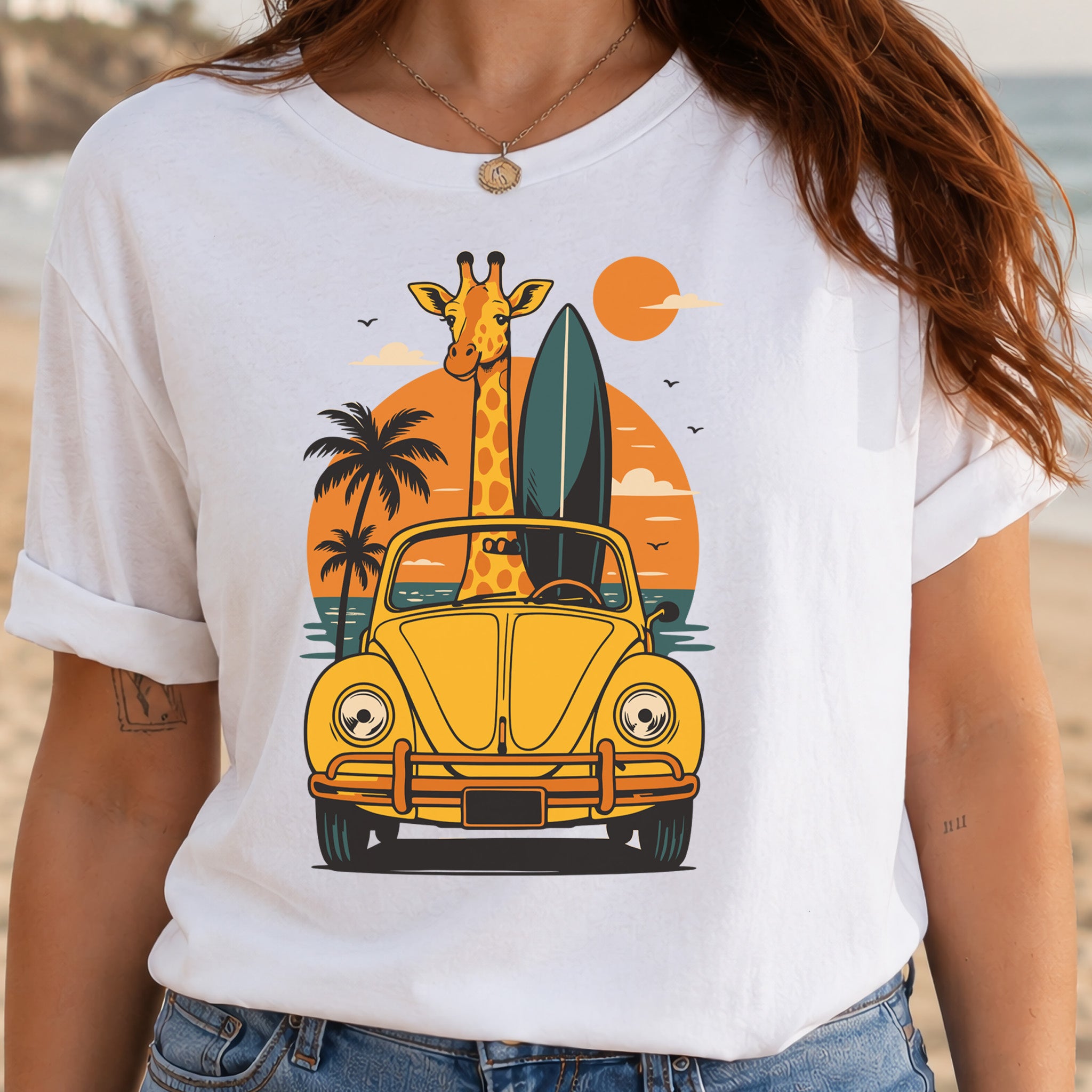 Surfed Out Giraffe T-Shirt – Funny Ocean & Surfing Lover Tee