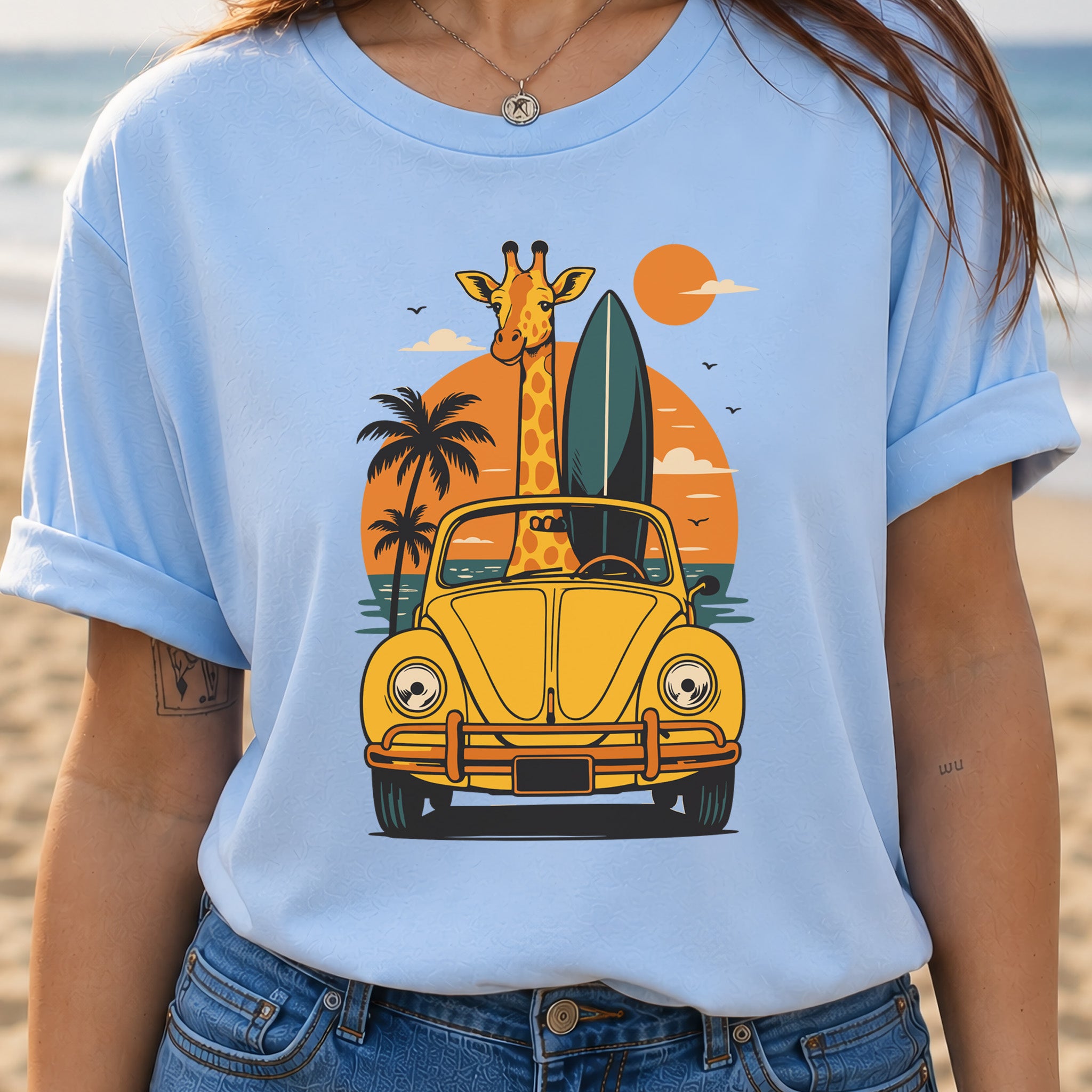 Surfed Out Giraffe T-Shirt – Funny Ocean & Surfing Lover Tee
