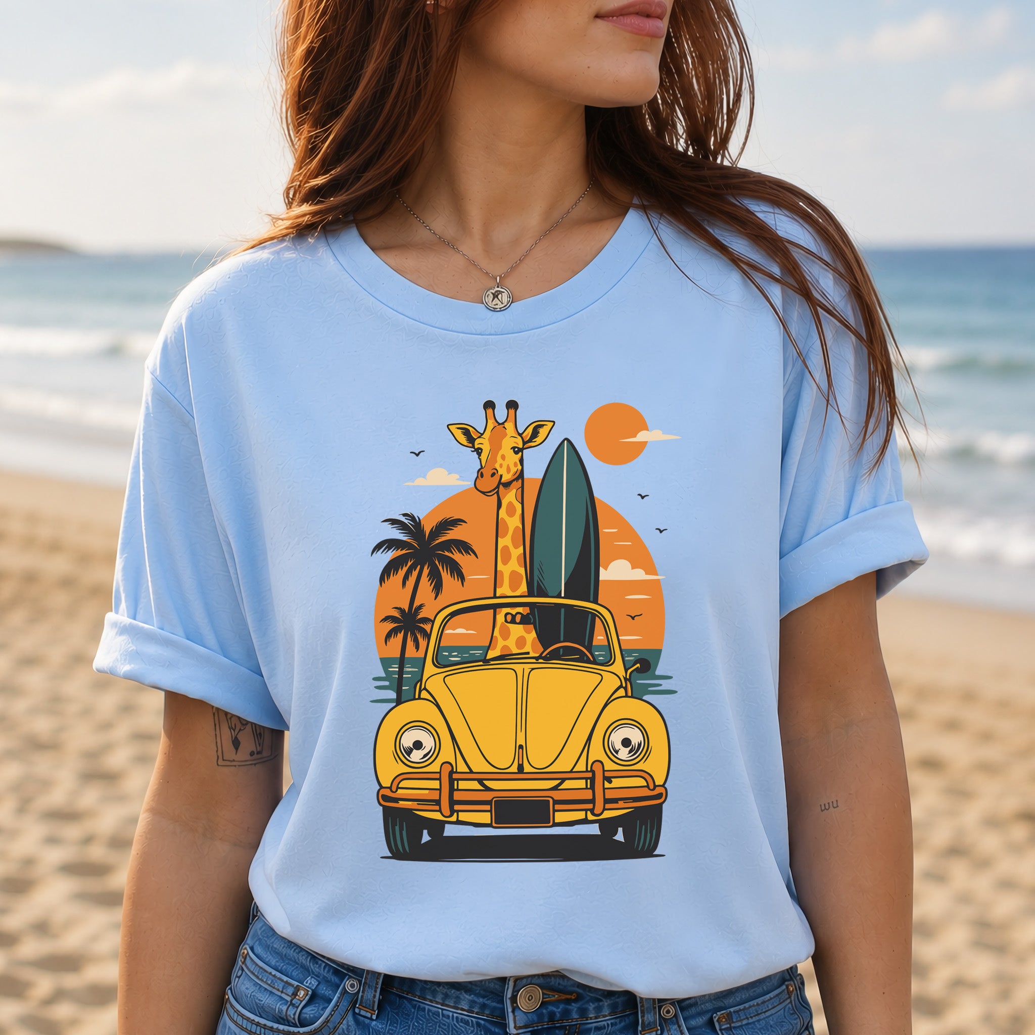 Surfed Out Giraffe T-Shirt – Funny Ocean & Surfing Lover Tee