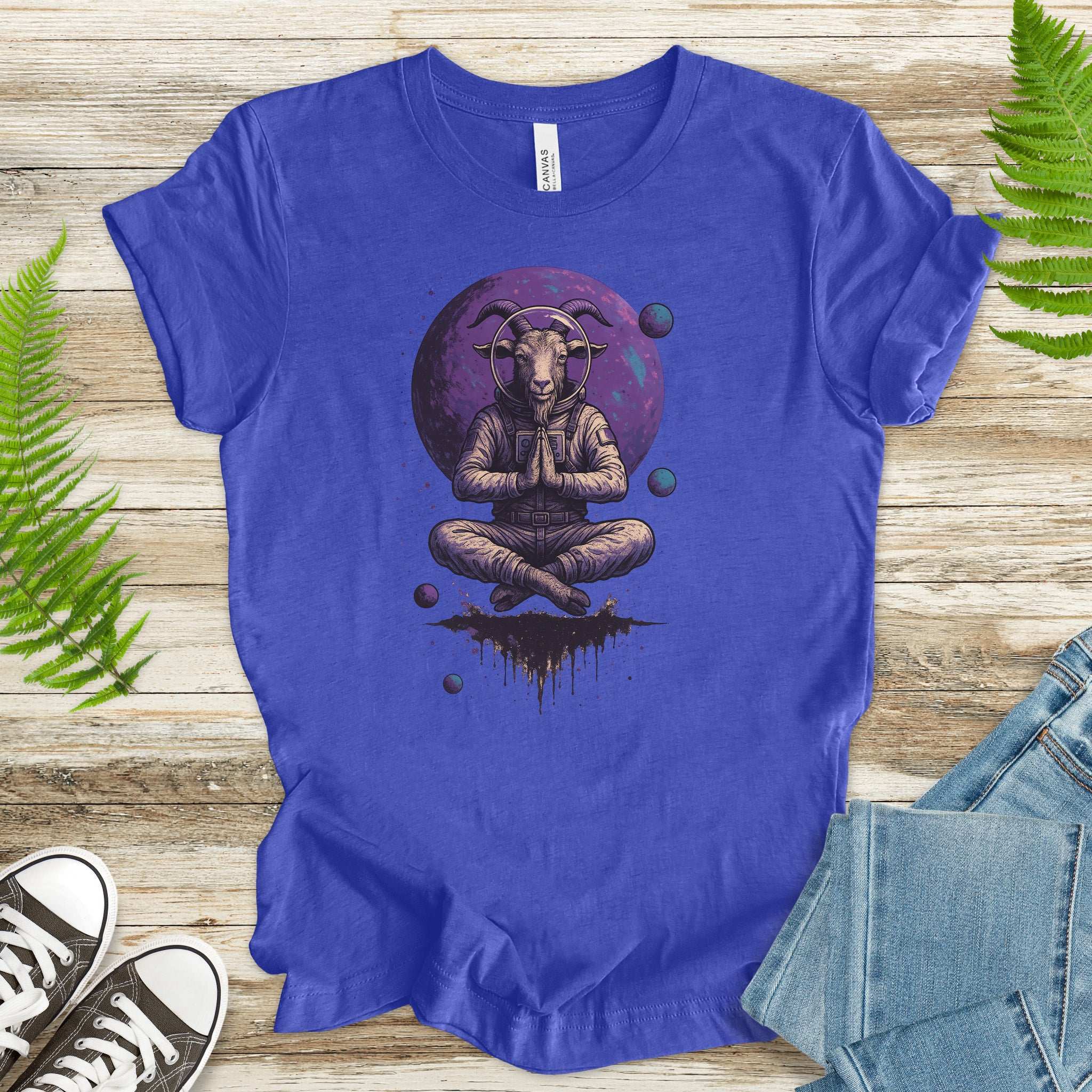 Meditating Goat Astronaut T-Shirt – Zen Cosmic Farm Animal Tee