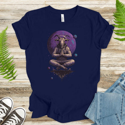 Meditating Goat Astronaut T-Shirt – Zen Cosmic Farm Animal Tee