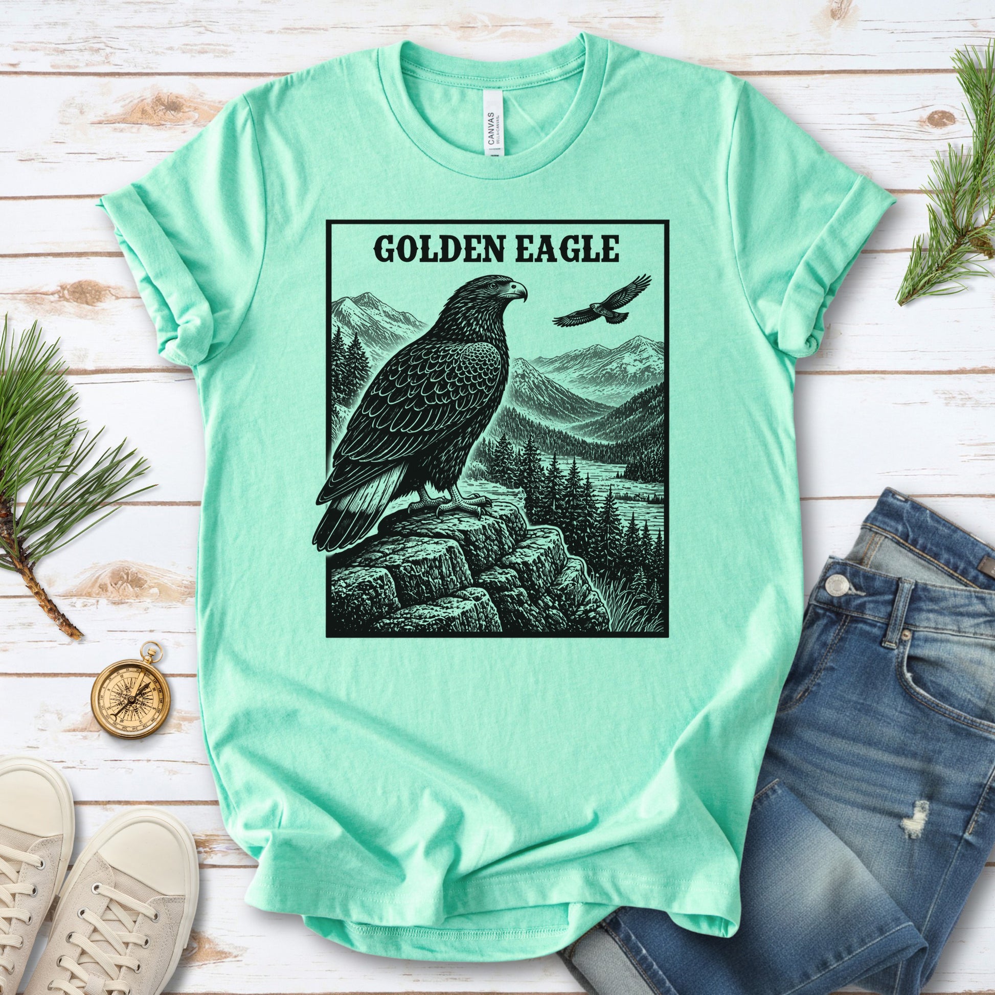 Golden Eagle Vintage Mountain Wildlife Raptor T-Shirt