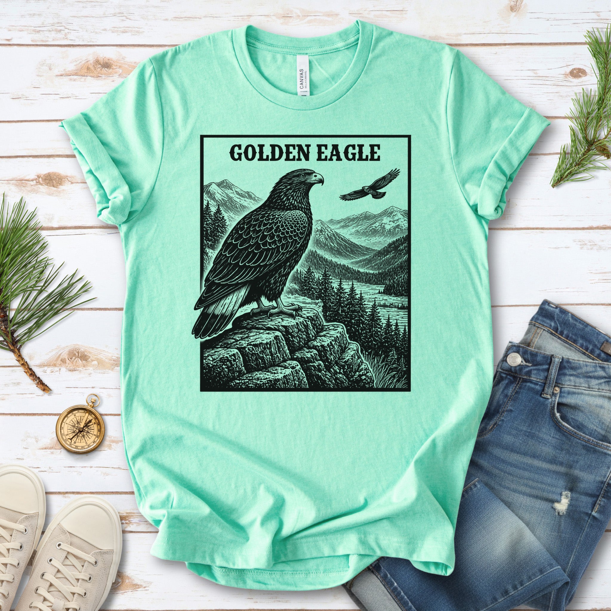 Golden Eagle Vintage Mountain Wildlife Raptor T-Shirt