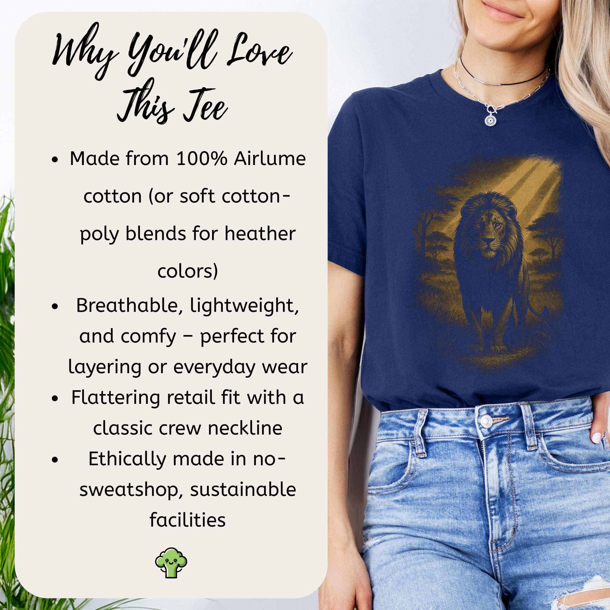 Lion Spirit Animal T-Shirt – Golden Savannah King Vibes features soft fabric and regal lion design for bold hearts.