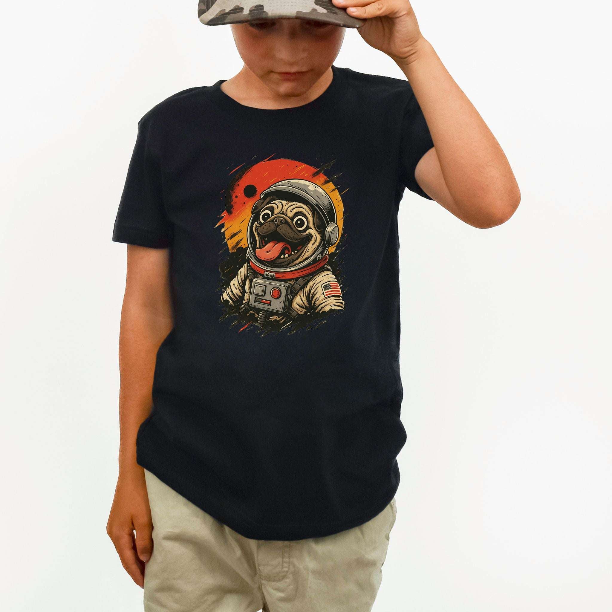 Pugstronaut Space Dog – Goofy Cosmic Pup Youth Tee