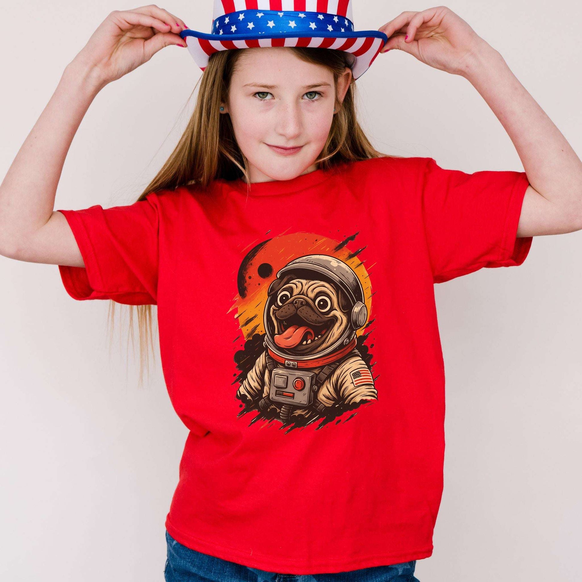 Pugstronaut Space Dog – Goofy Cosmic Pup Youth Tee