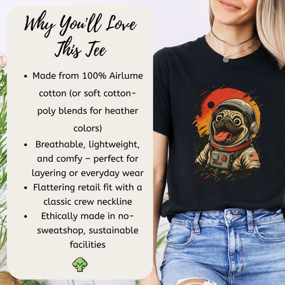 Pugstronaut Space T-Shirt – Funny Goofy Pug in Galaxy Suit Tee