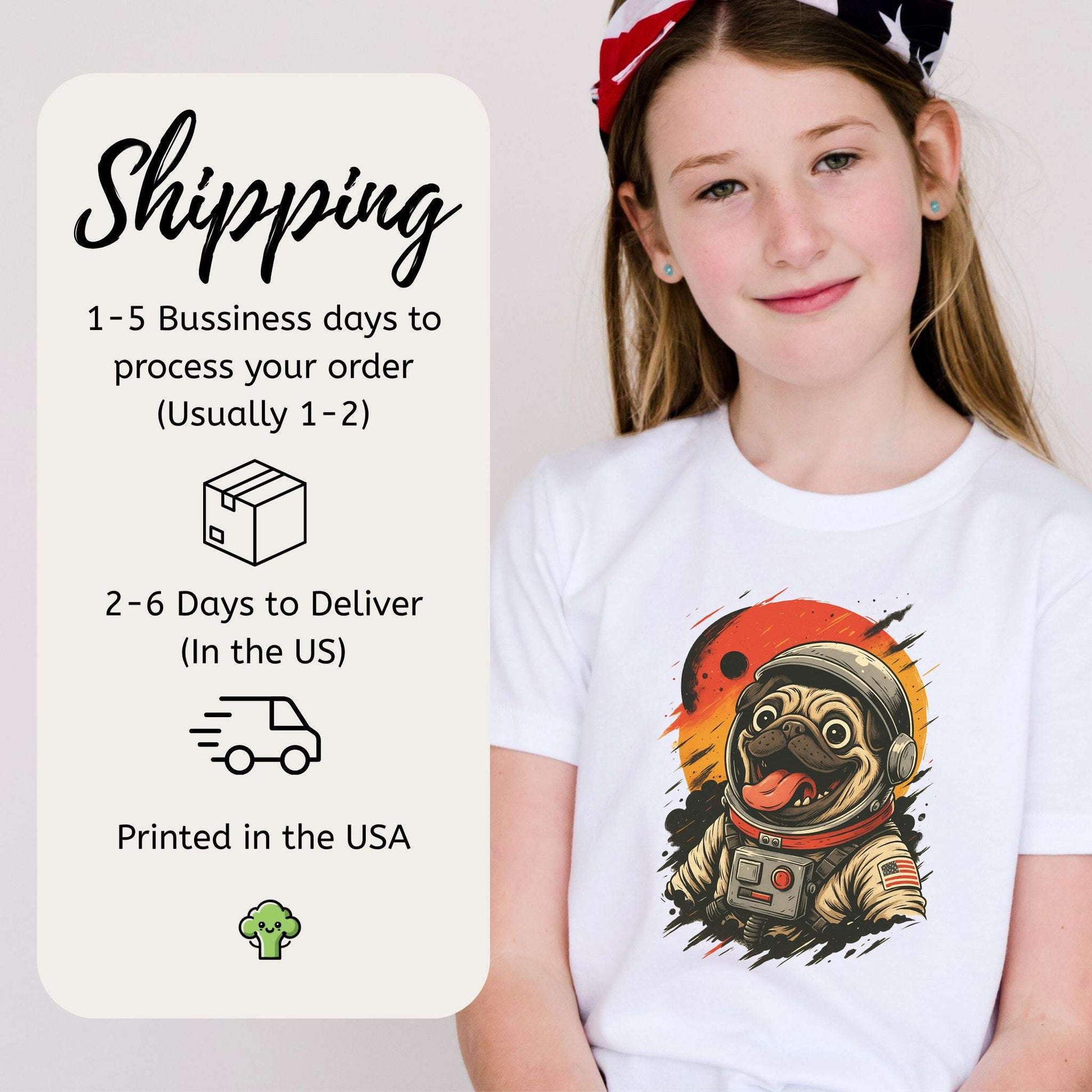 Pugstronaut Space Dog – Goofy Cosmic Pup Youth Tee