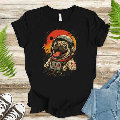 Pugstronaut Space T-Shirt – Funny Goofy Pug in Galaxy Suit Tee