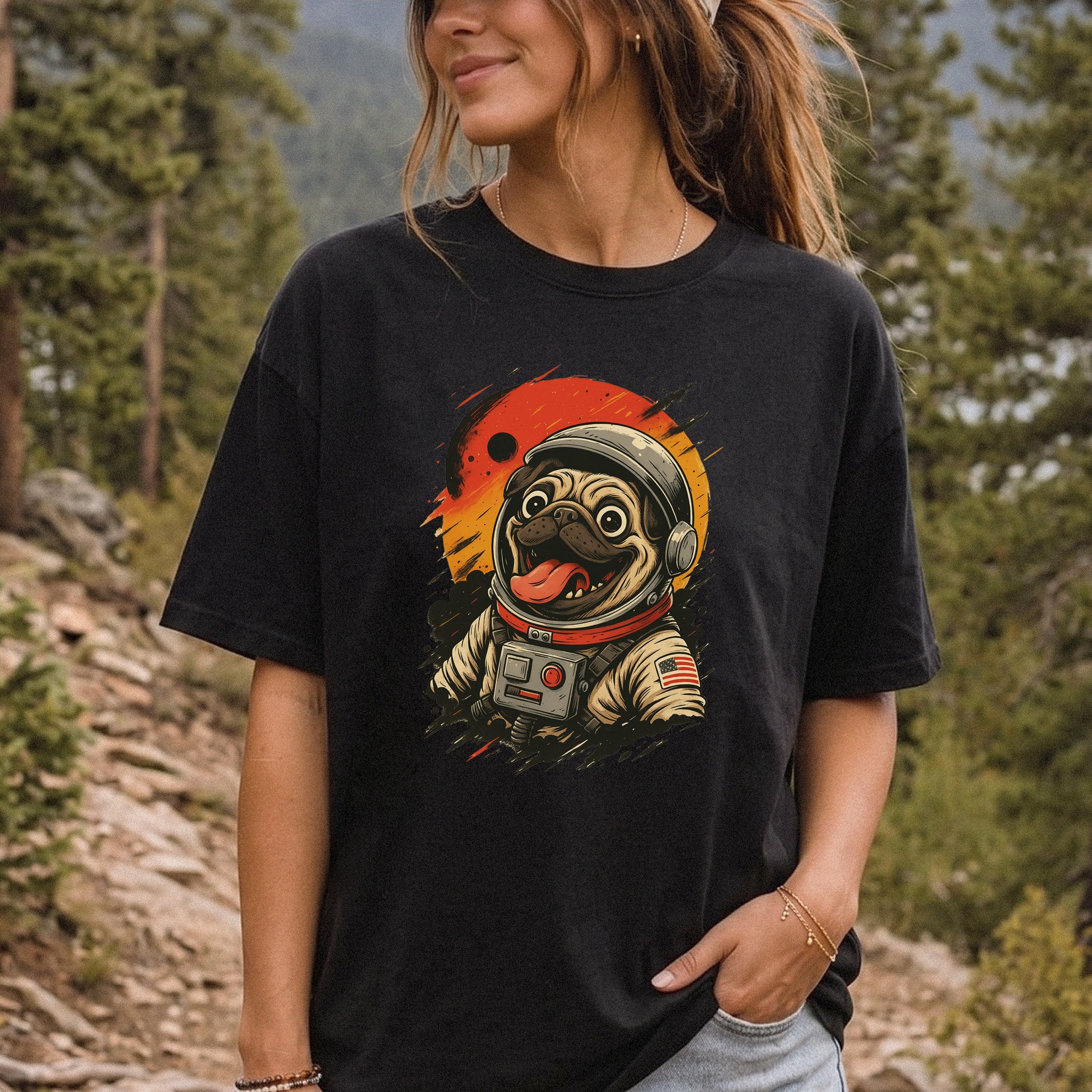Pugstronaut Space Comfort Colors Shirt