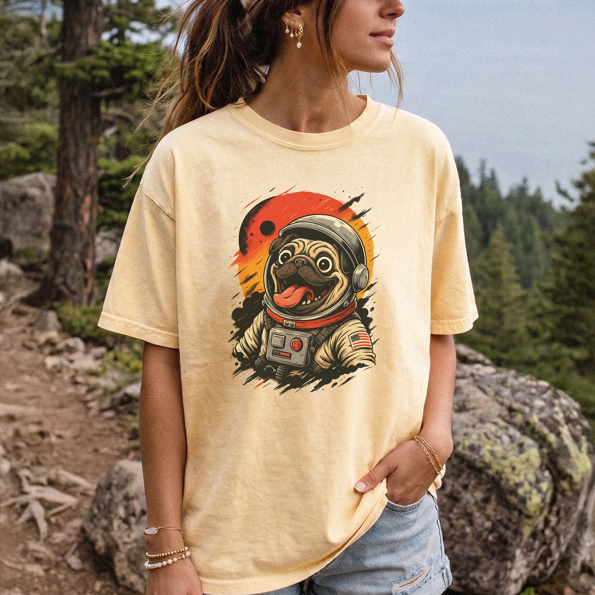 Pugstronaut Space Comfort Colors Shirt