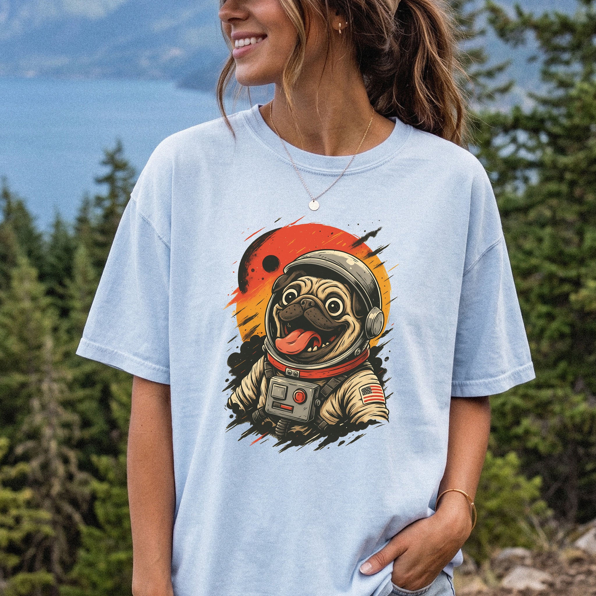 Pugstronaut Space Comfort Colors Shirt