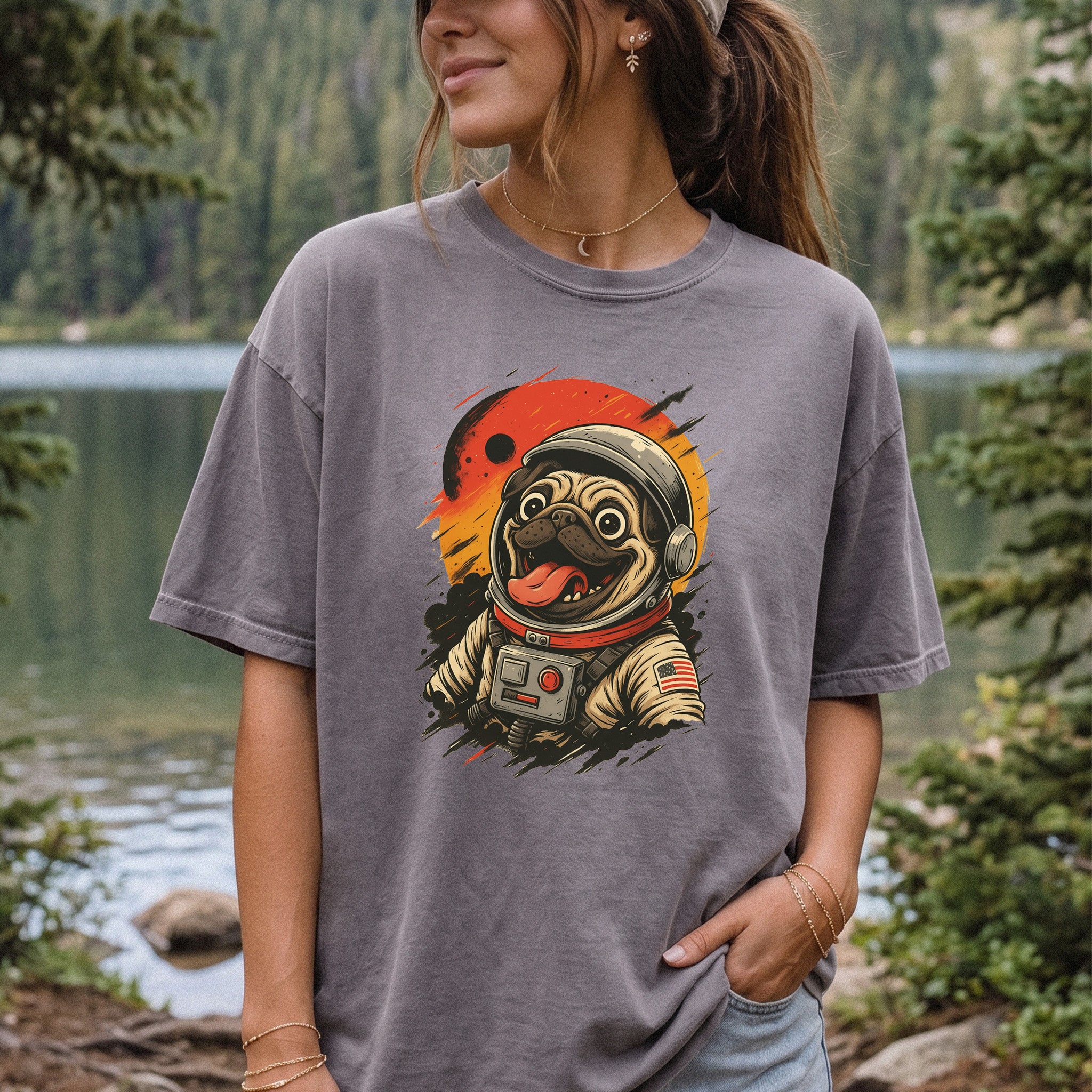 Pugstronaut Space Comfort Colors Shirt
