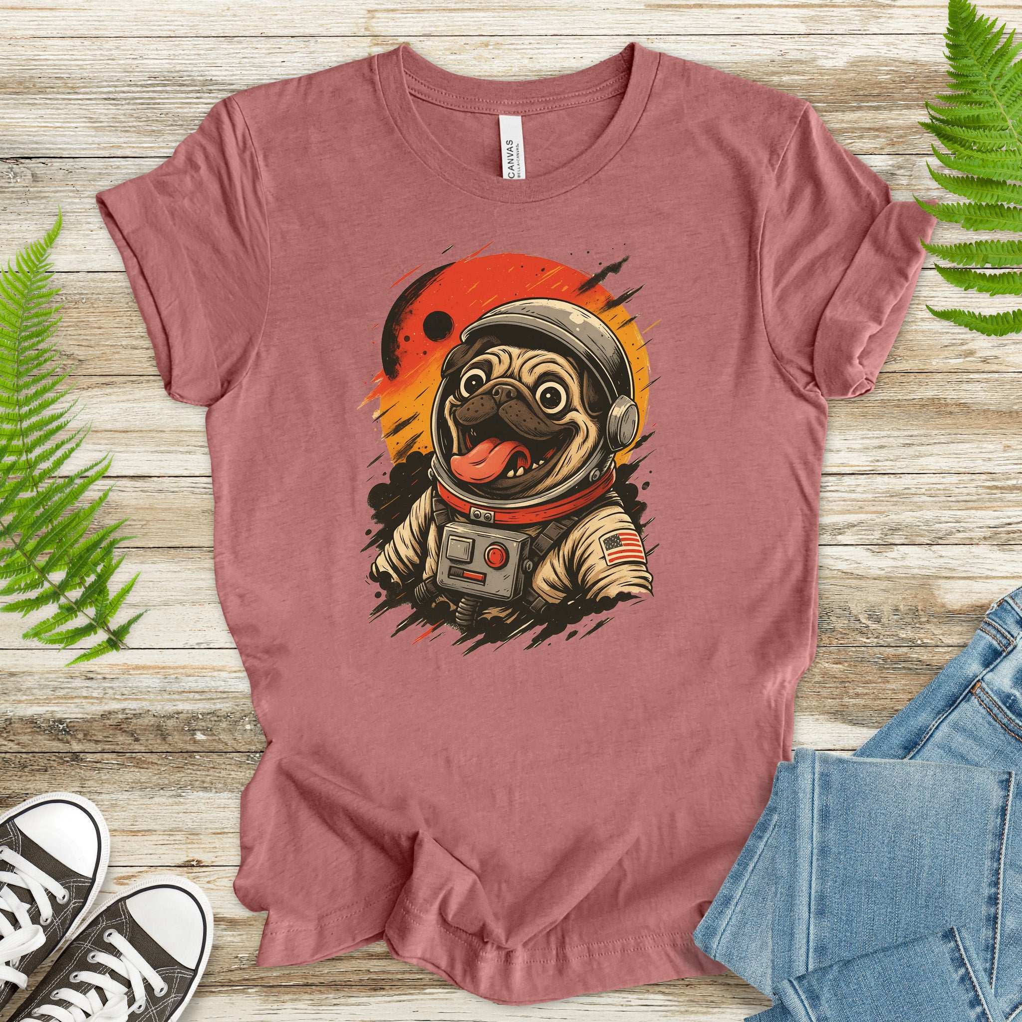 Pugstronaut Space T-Shirt – Funny Goofy Pug in Galaxy Suit Tee