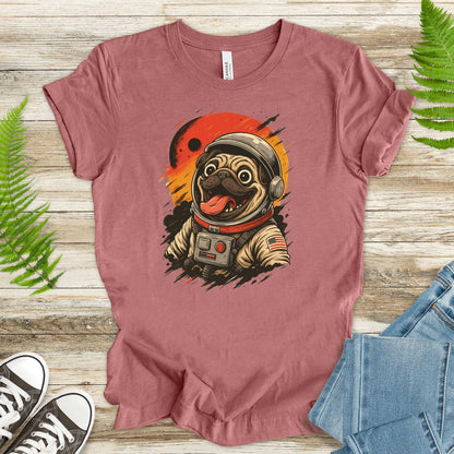 Pugstronaut Space T-Shirt – Funny Goofy Pug in Galaxy Suit Tee