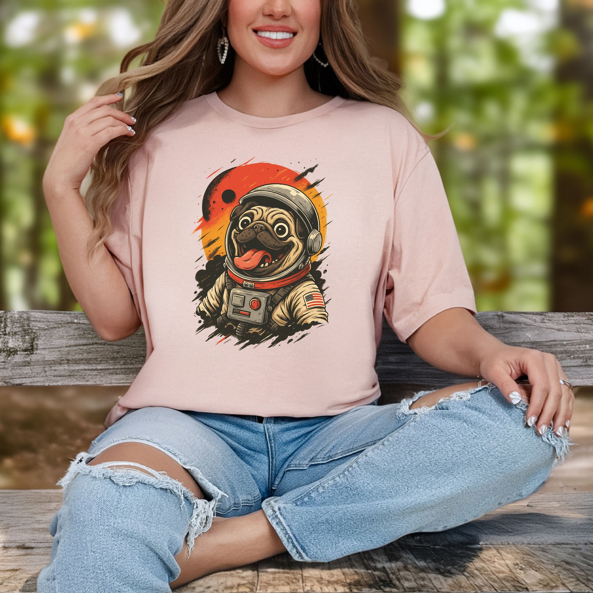 Pugstronaut Space T-Shirt – Funny Goofy Pug in Galaxy Suit Tee