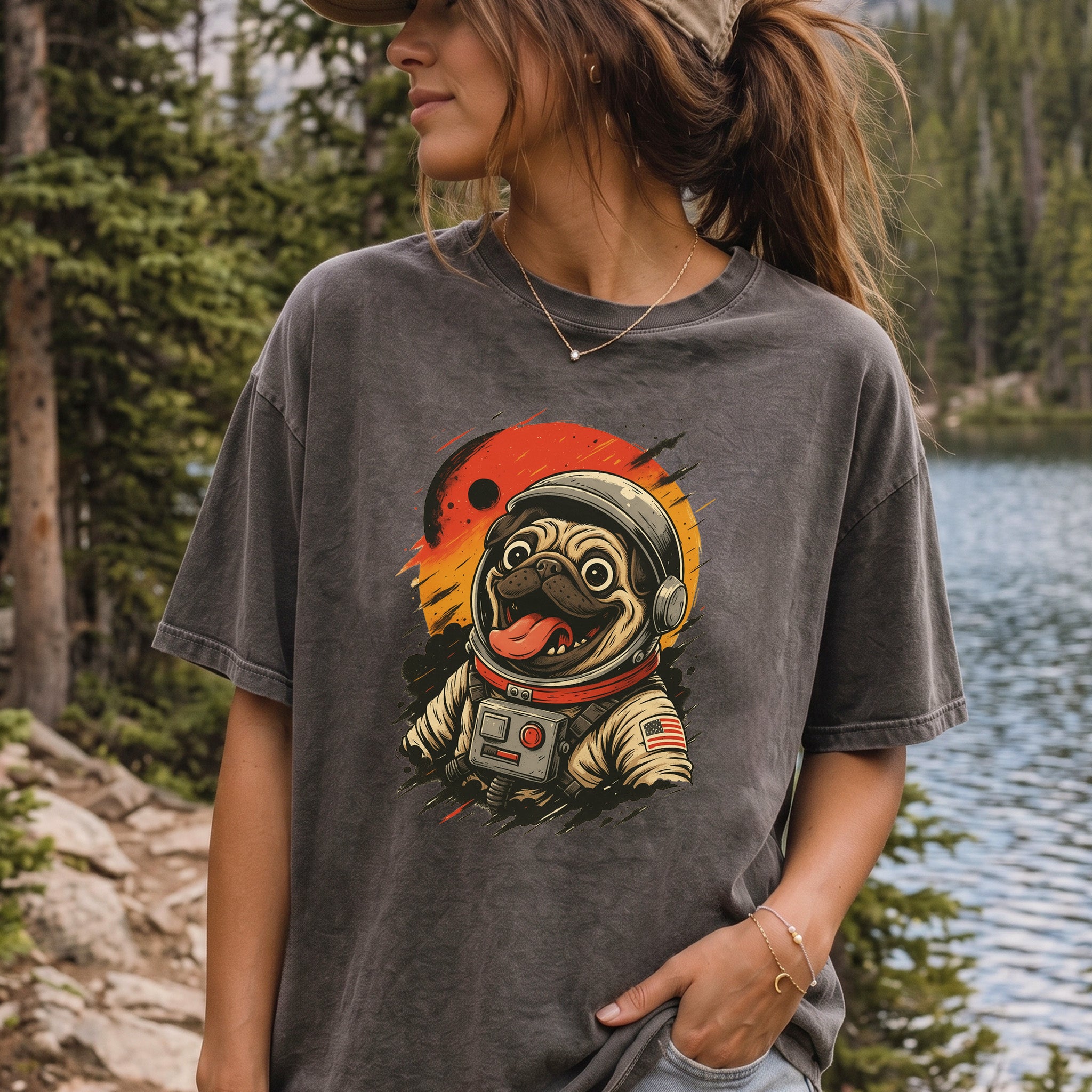 Pugstronaut Space Comfort Colors Shirt