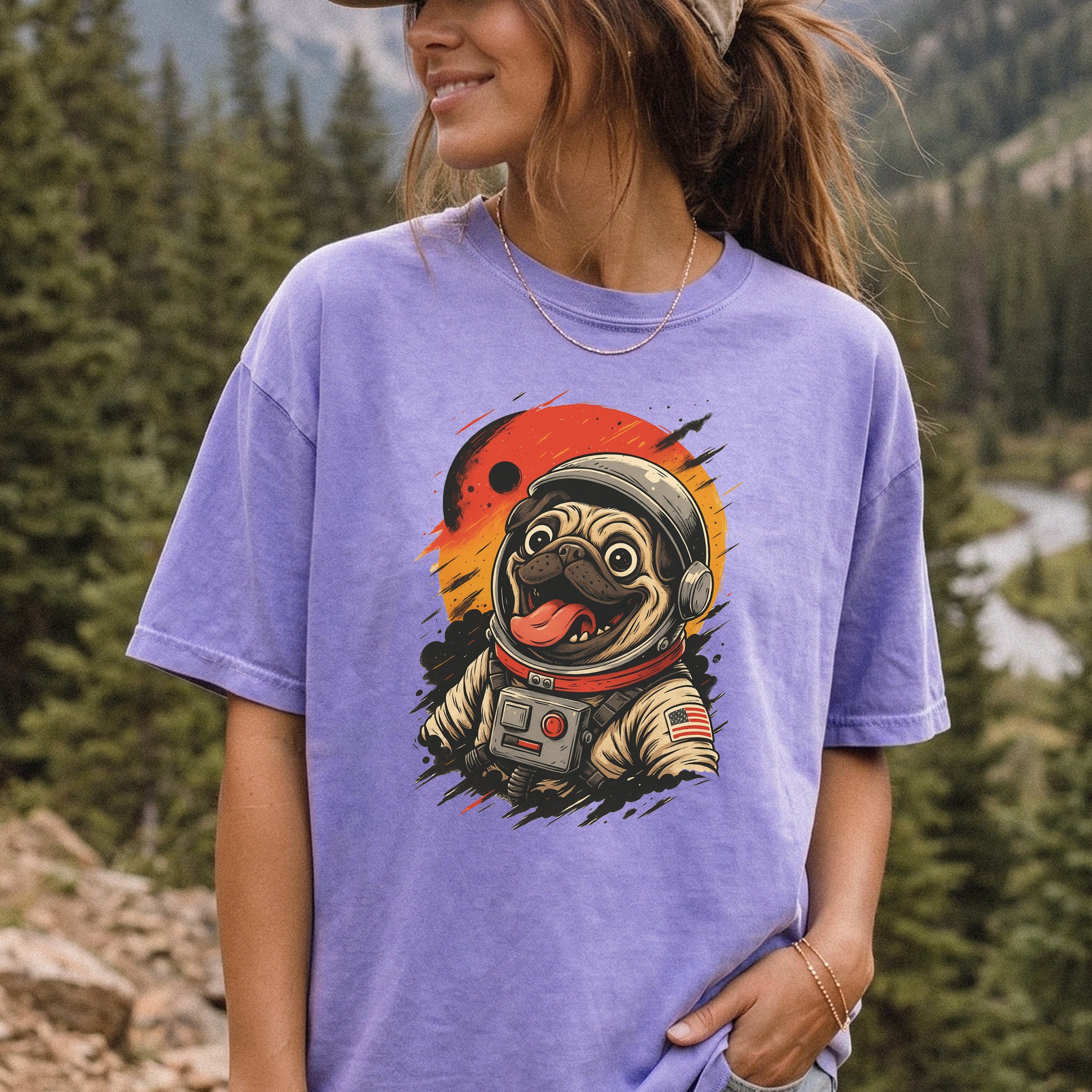 Pugstronaut Space Comfort Colors Shirt