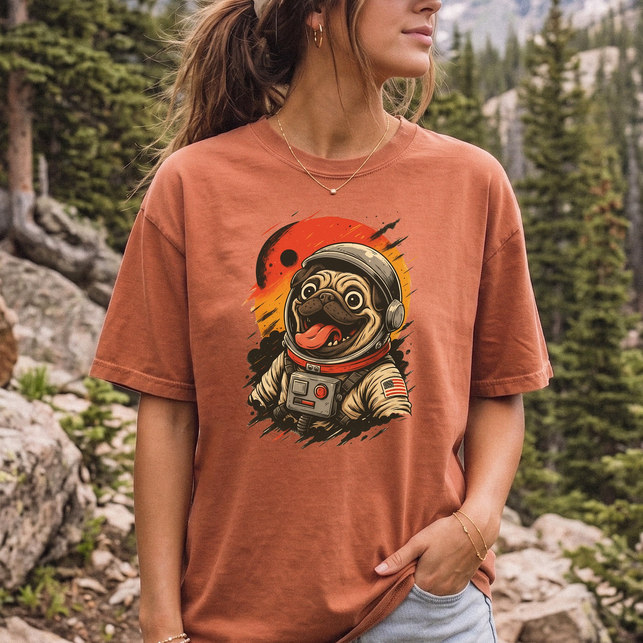 Pugstronaut Space Comfort Colors Shirt