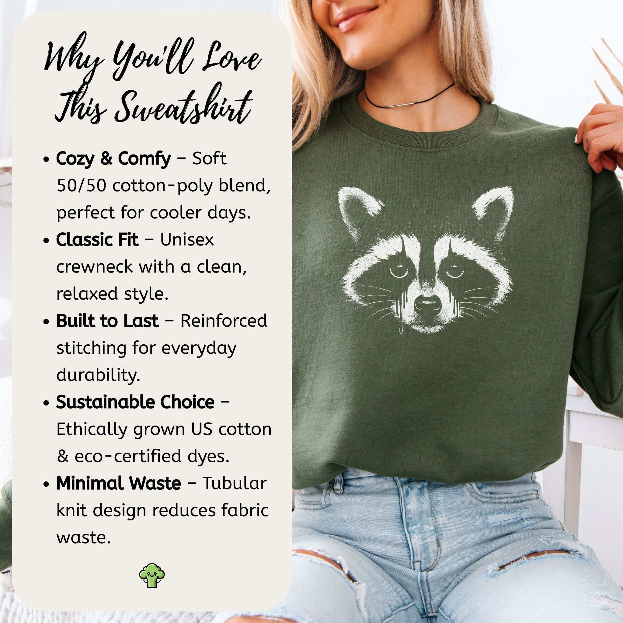 Gothcoon Raccoon Sweatshirt – Vintage Grunge Forest Spirit Vibes