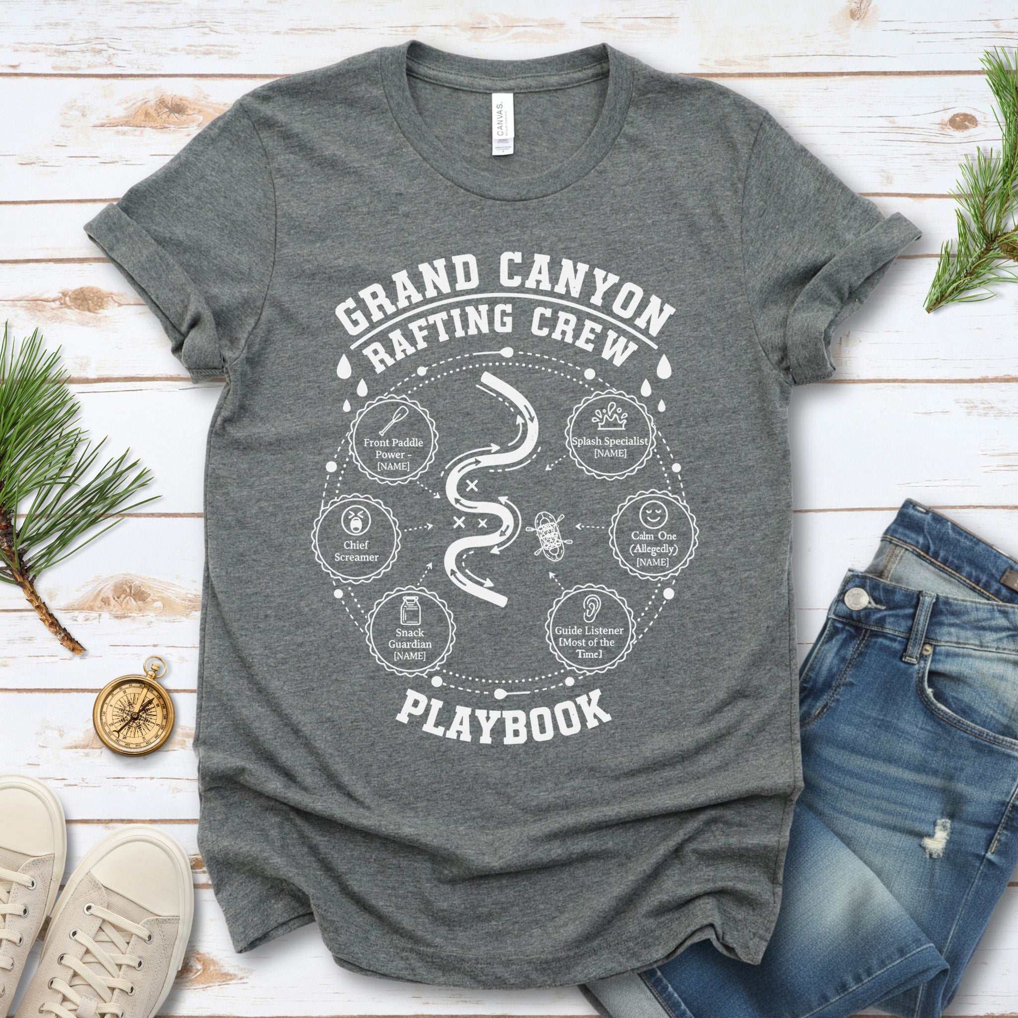 Grand Canyon Rafting Crew Playbook T-Shirt – Whitewater Adventure Humor Tee