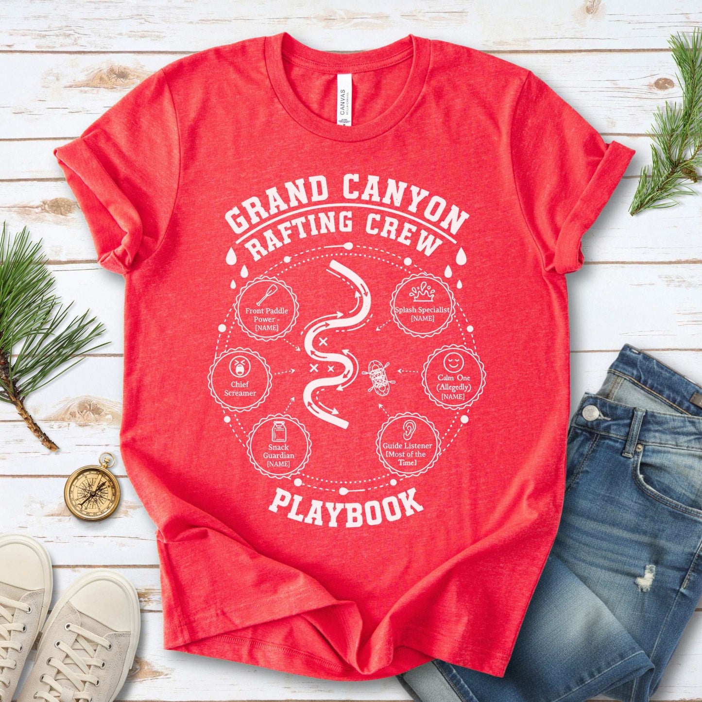 Grand Canyon Rafting Crew Playbook T-Shirt – Whitewater Adventure Humor Tee