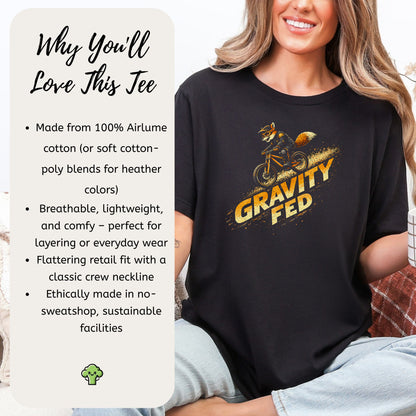 Gravity Fed Retro Fox Mountain Biking Adventure T-Shirt