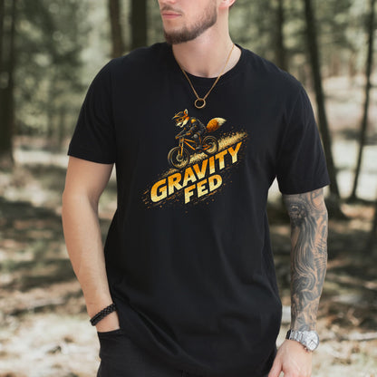 Gravity Fed Retro Fox Mountain Biking Adventure T-Shirt