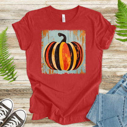 Retro Pumpkin Striped T-Shirt – Cozy Fall Vibes & Thanksgiving Style