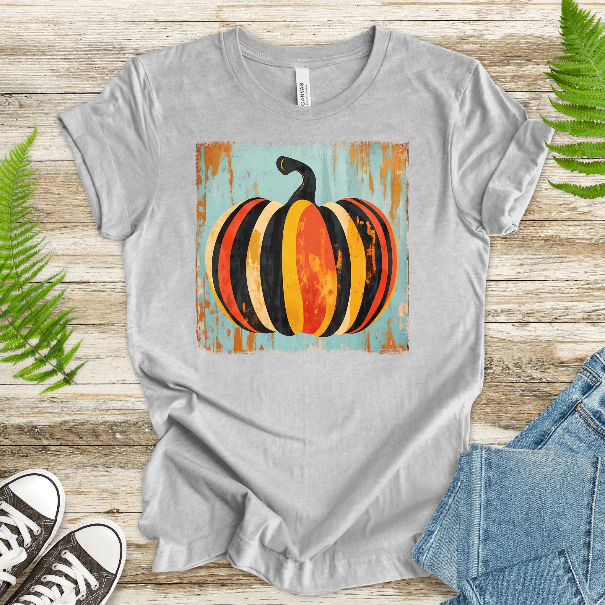 Retro Pumpkin Striped T-Shirt – Cozy Fall Vibes & Thanksgiving Style