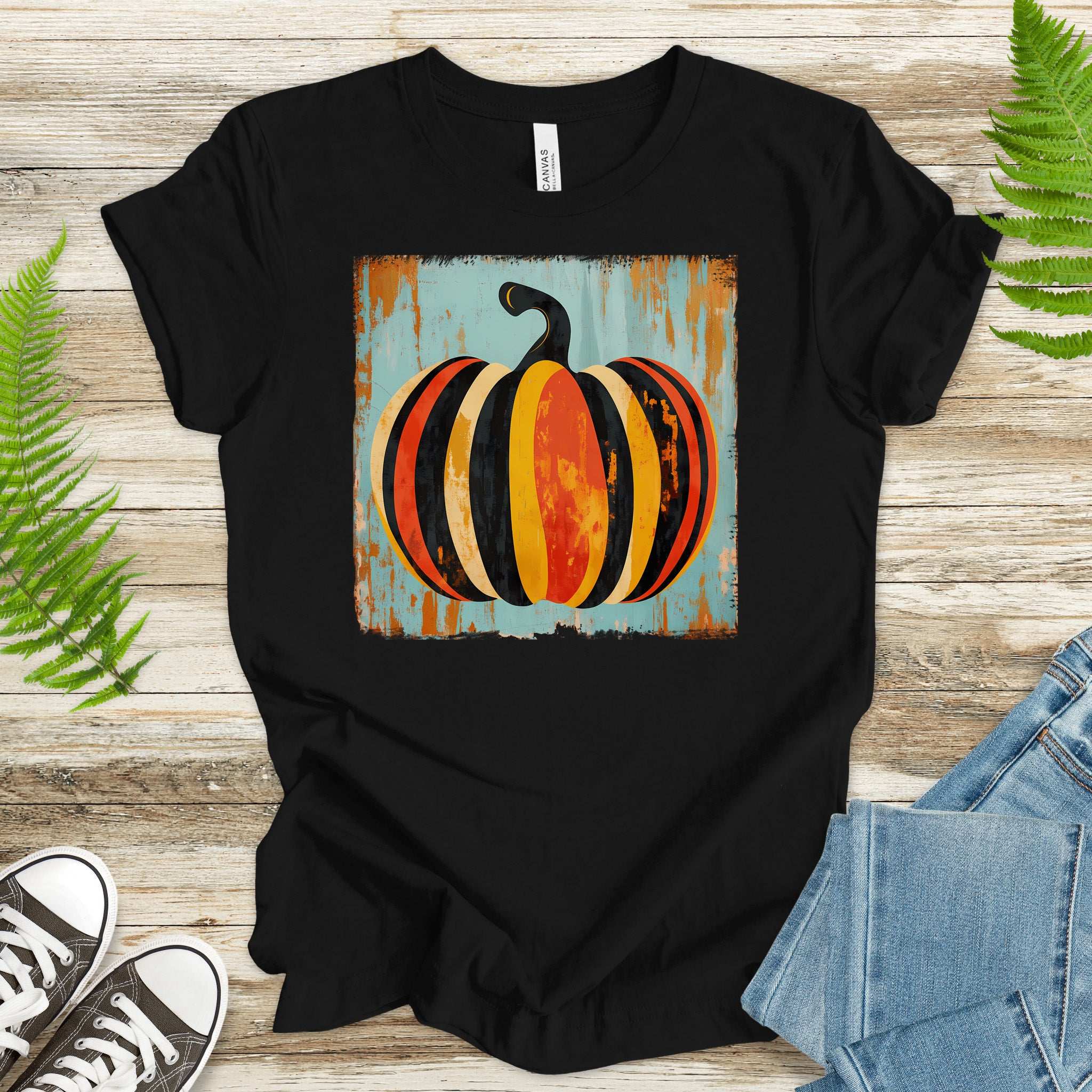 Retro Pumpkin Striped T-Shirt – Cozy Fall Vibes & Thanksgiving Style