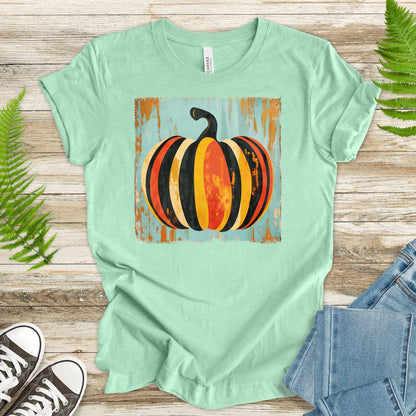 Retro Pumpkin Striped T-Shirt – Cozy Fall Vibes & Thanksgiving Style