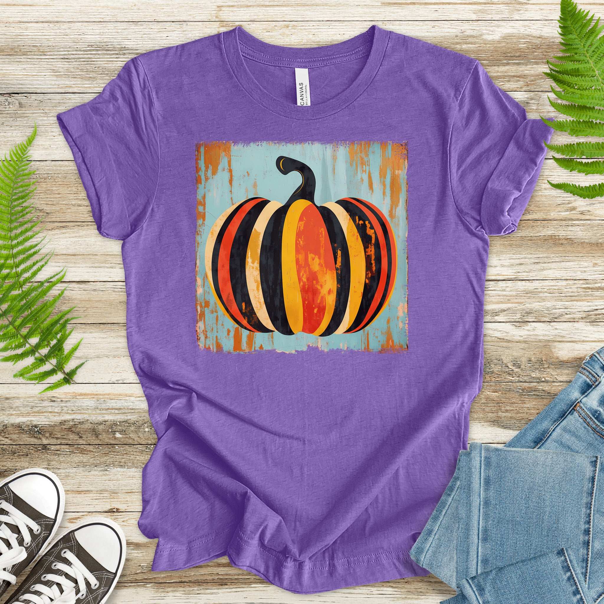 Retro Pumpkin Striped T-Shirt – Cozy Fall Vibes & Thanksgiving Style