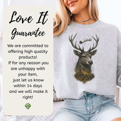 Guardian Reindeer Christmas Sweatshirt – Mystical Winter Village Magic