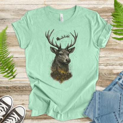 Guardian Reindeer Christmas T-Shirt – Mystical Winter Village Magic