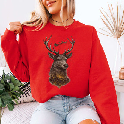 Guardian Reindeer Christmas Sweatshirt – Mystical Winter Village Magic