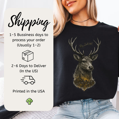 Guardian Reindeer Christmas Sweatshirt – Mystical Winter Village Magic