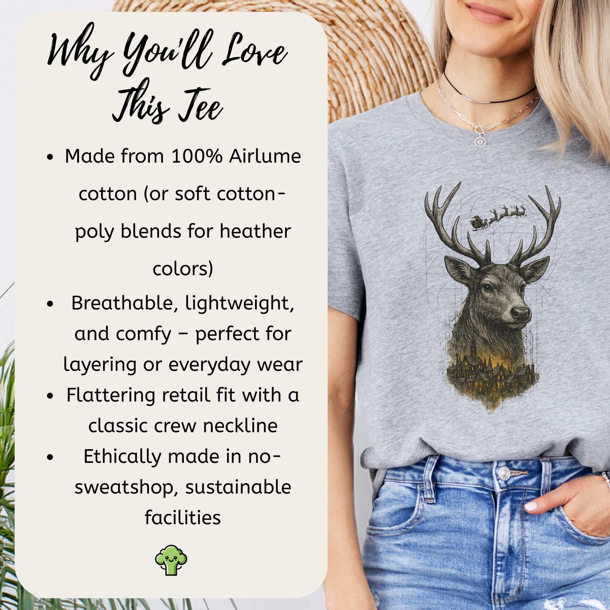 Guardian Reindeer Christmas T-Shirt – Mystical Winter Village Magic