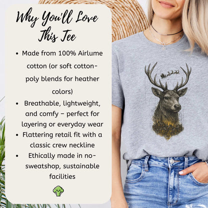 Guardian Reindeer Christmas T-Shirt – Mystical Winter Village Magic