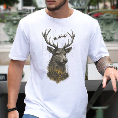 Guardian Reindeer Christmas T-Shirt – Mystical Winter Village Magic