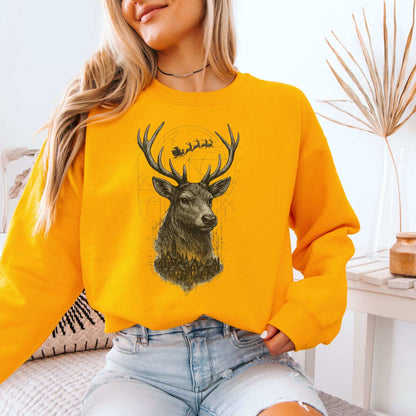 Guardian Reindeer Christmas Sweatshirt – Mystical Winter Village Magic
